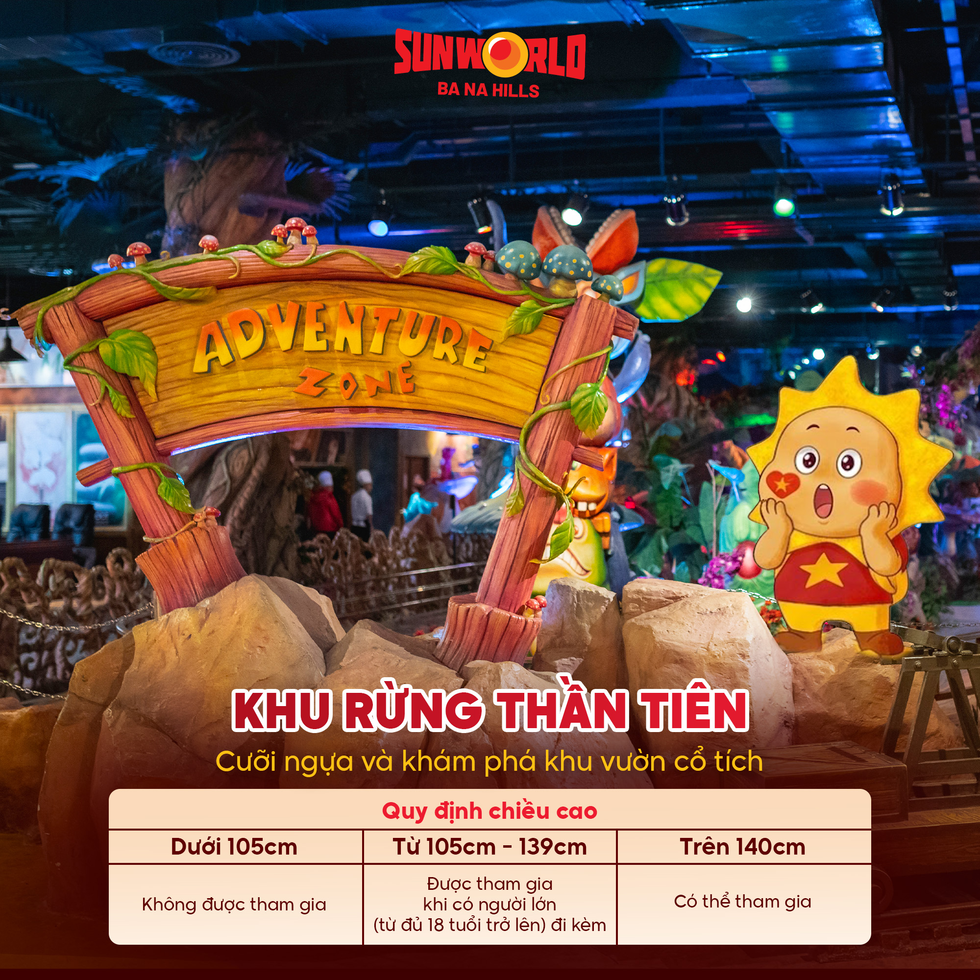 Khu vui chơi trẻ em Adventure Zone tại Bà Nà Hills, mang không gian cổ tích thú vị.